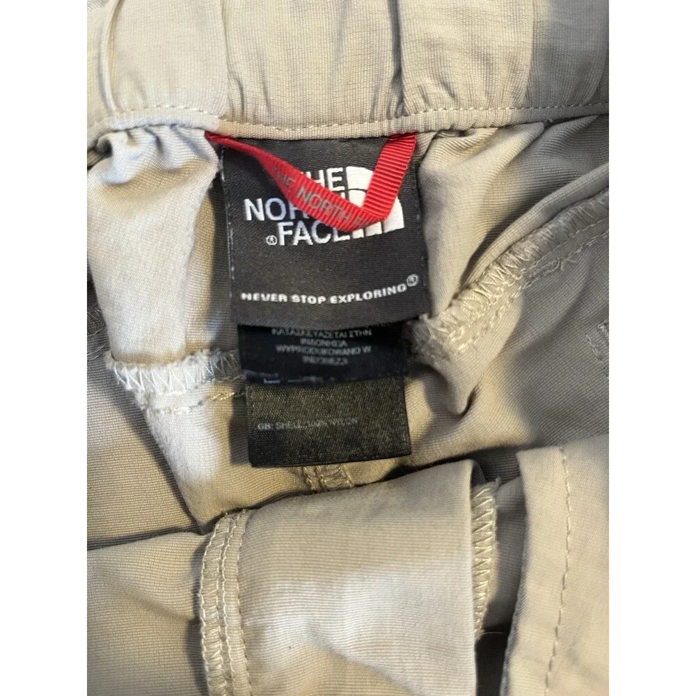 The North Face Cargo Hiking Shorts Mens Small Khaki Nylon Belted Outdoor